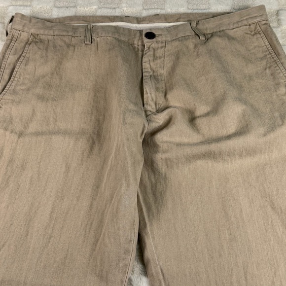 Lacoste Linen Blend Mens Chino Pants Casual Trousers Khaki Size 38 - Picture 4 of 11